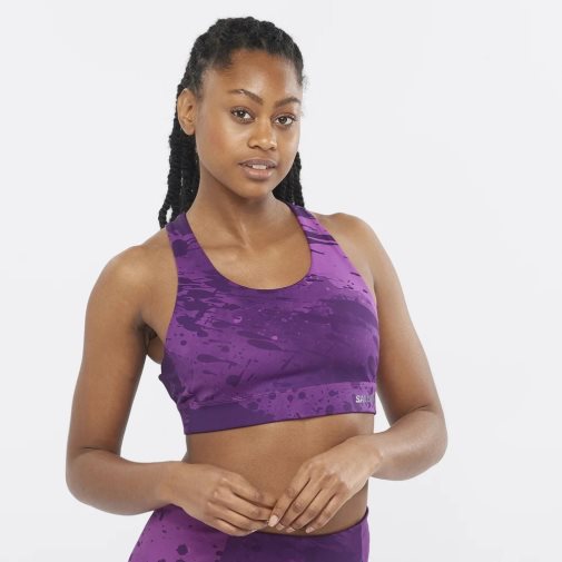 Purple Salomon Cross Women's Run Bras | PH 41793Q